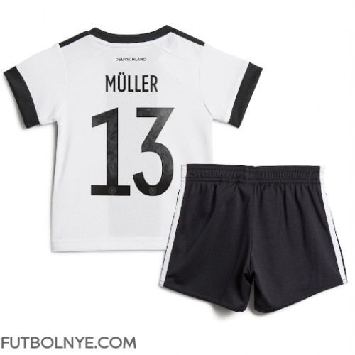 Camiseta Alemania Thomas Muller #13 Primera Equipación para niños Mundial 2022 manga corta (+ pantalones cortos)